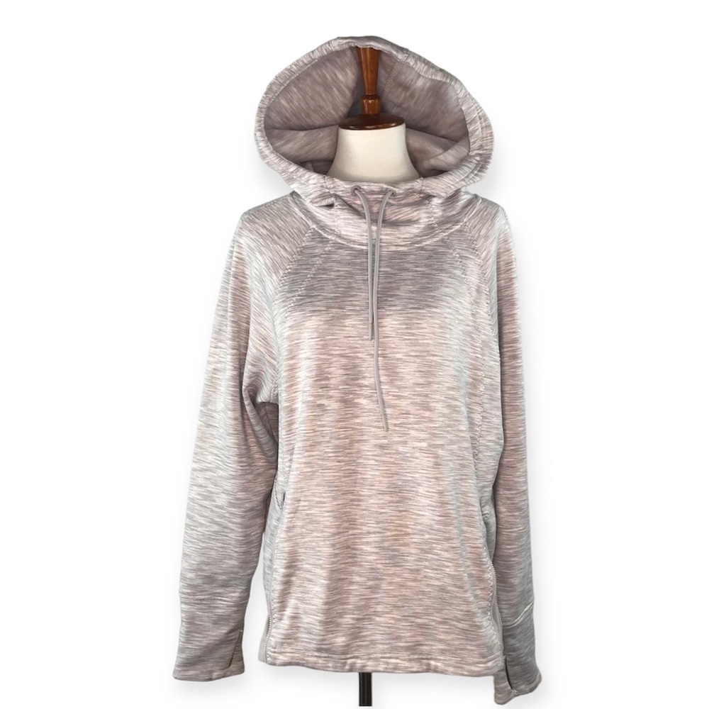 Athleta Light Grey Funnel Neck Tunic Pullover Hoodie